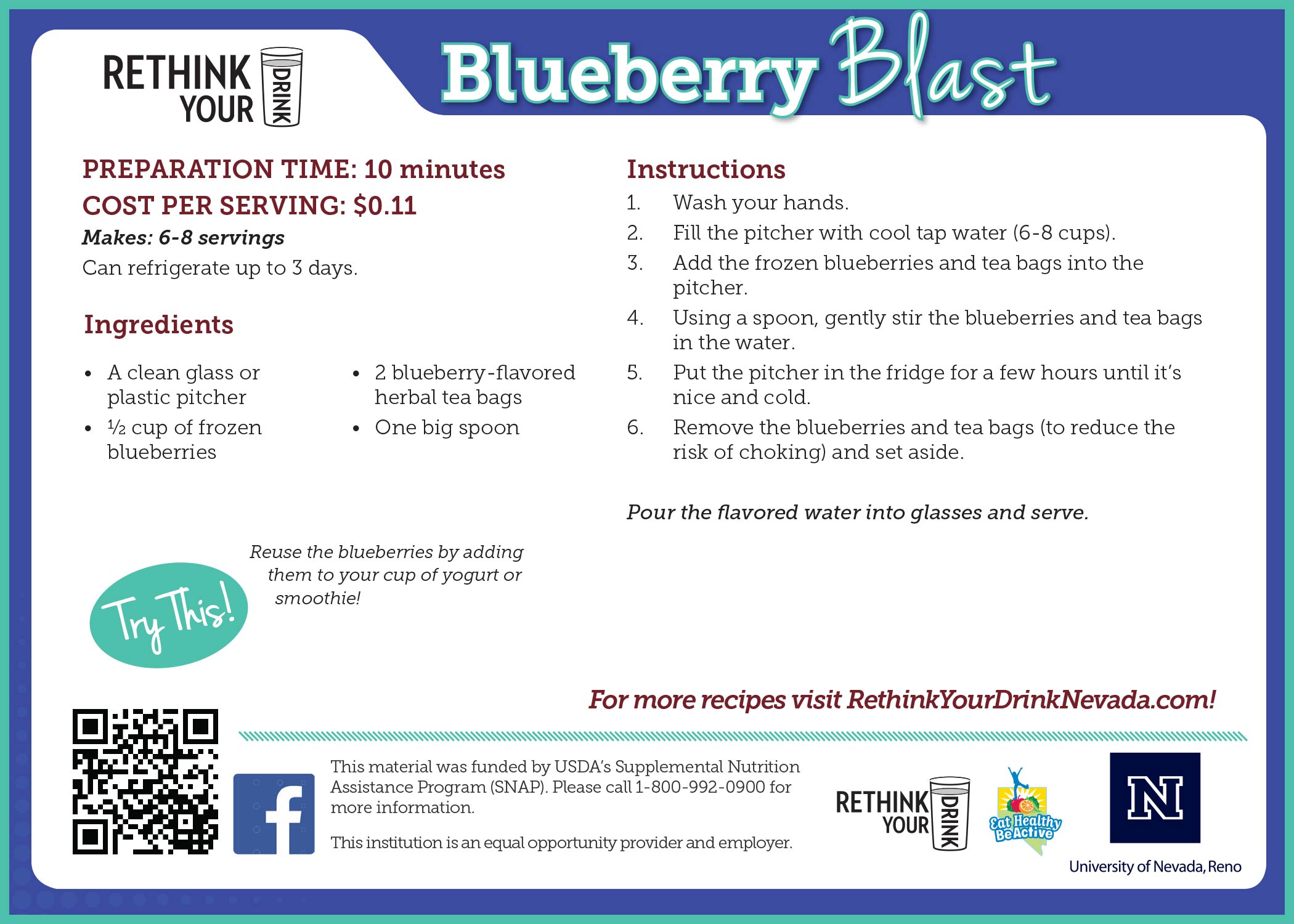 blueberry blast recipe card