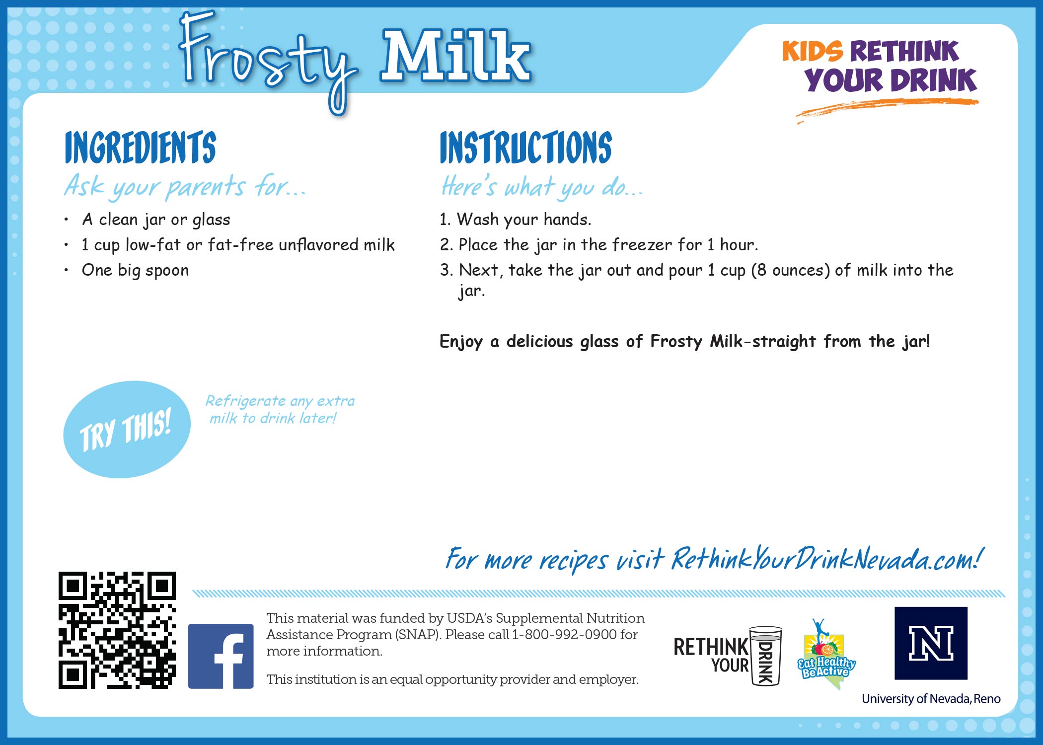 frosty milk recipe card