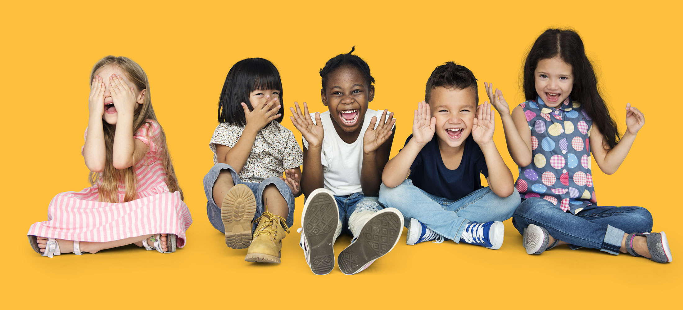 kids on yellow background