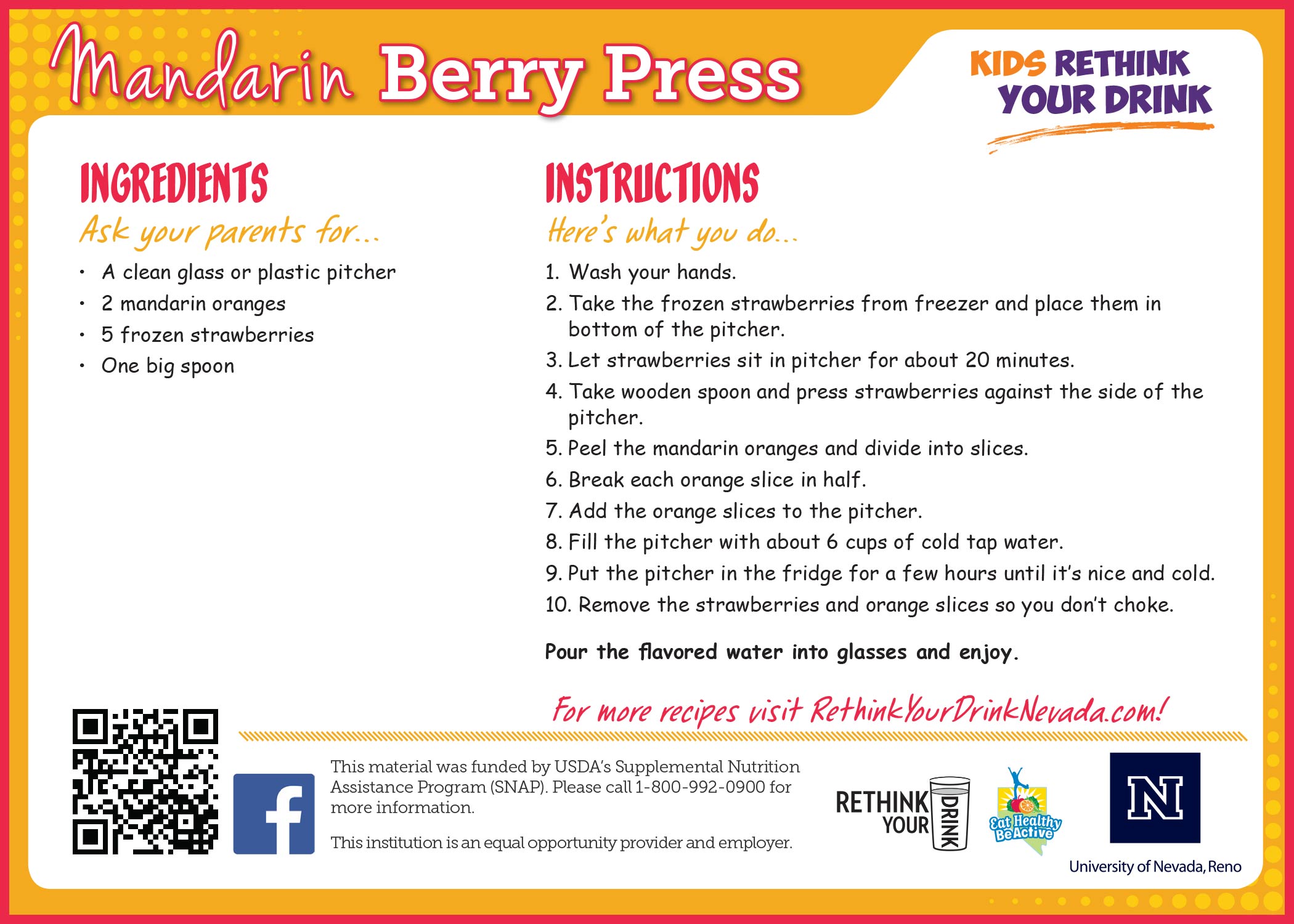 mandarin berry press recipe card