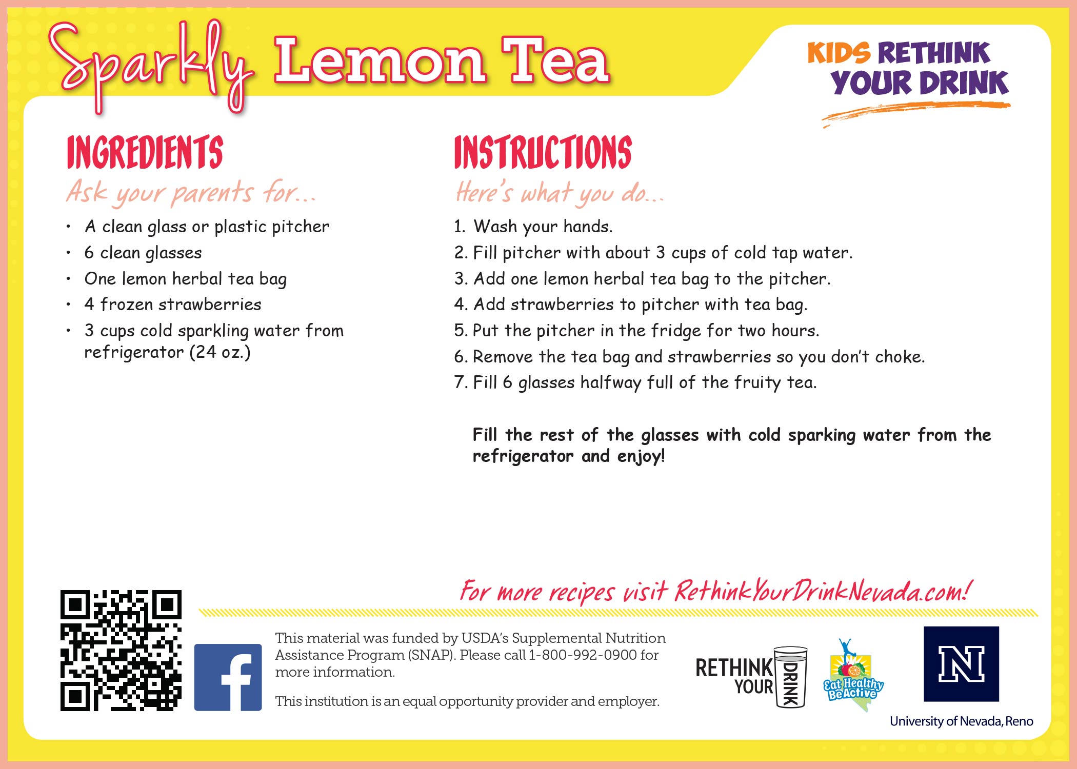 sparkly lemon tea recipe card