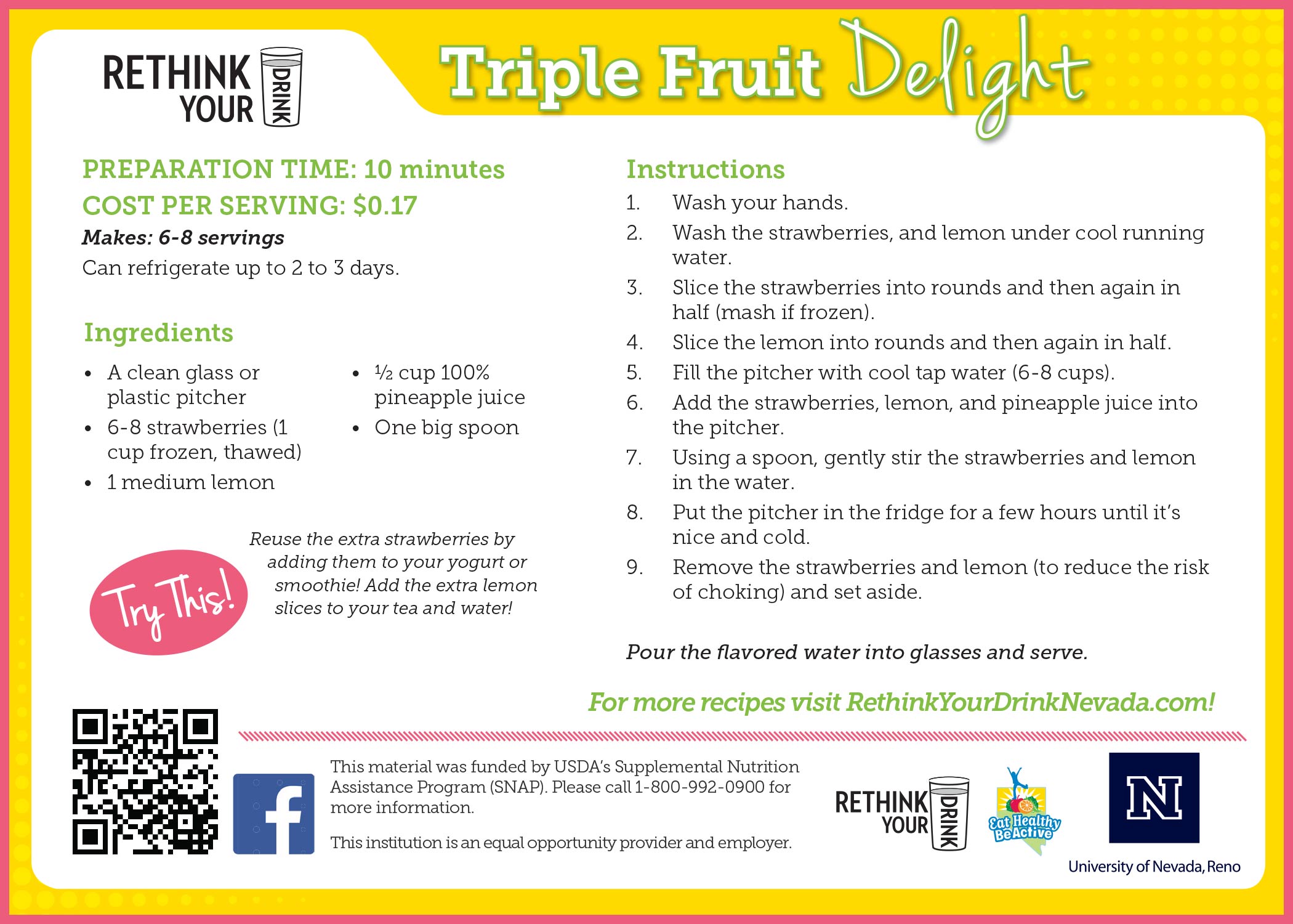 triple fruit delight recipe card