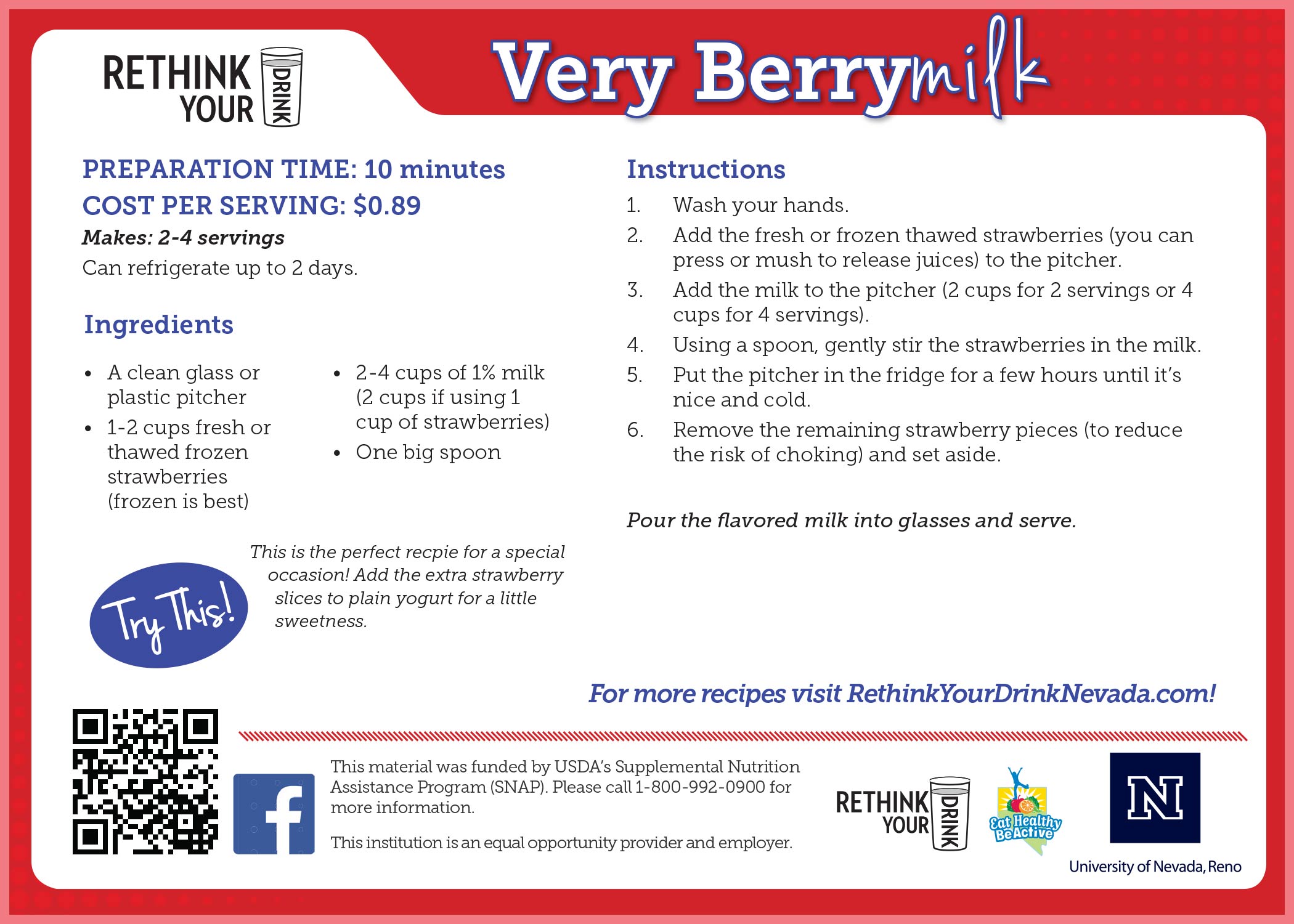 very berry milk recipe card