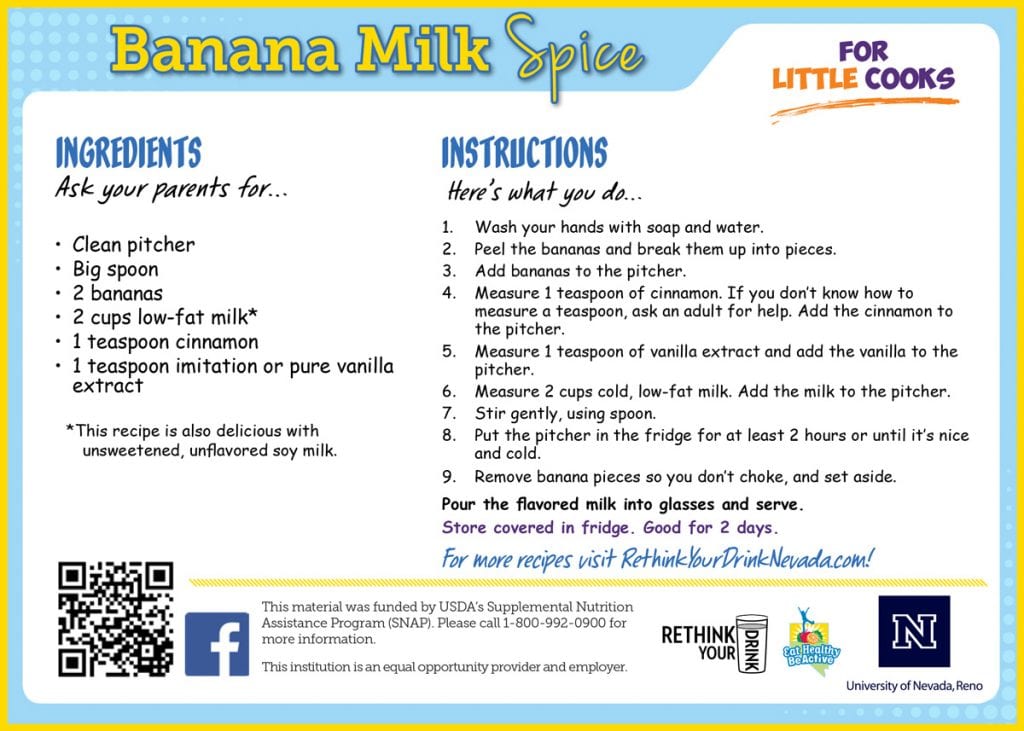 banana milk spice recipe card