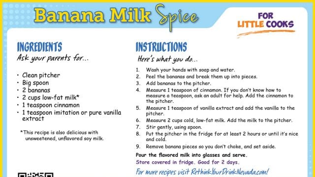 banana milk spice recipe card