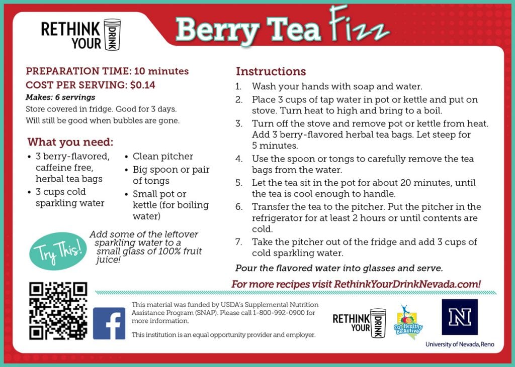 berry tea fizz recipe card
