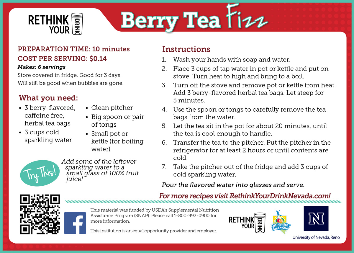berry tea fizz recipe card