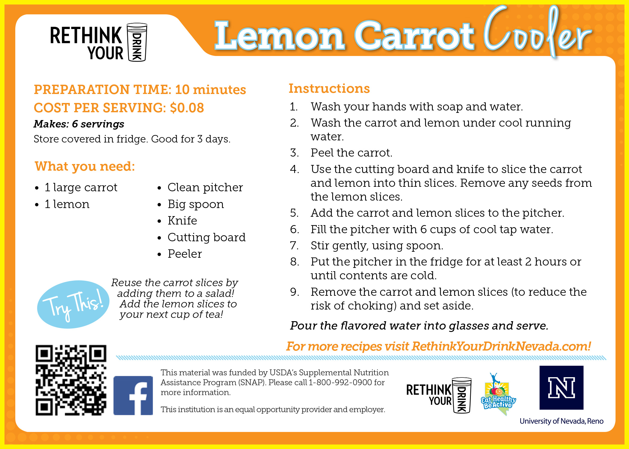 lemon carrot cooler recipe card