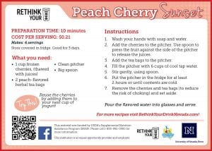 peach cherry sunset recipe card