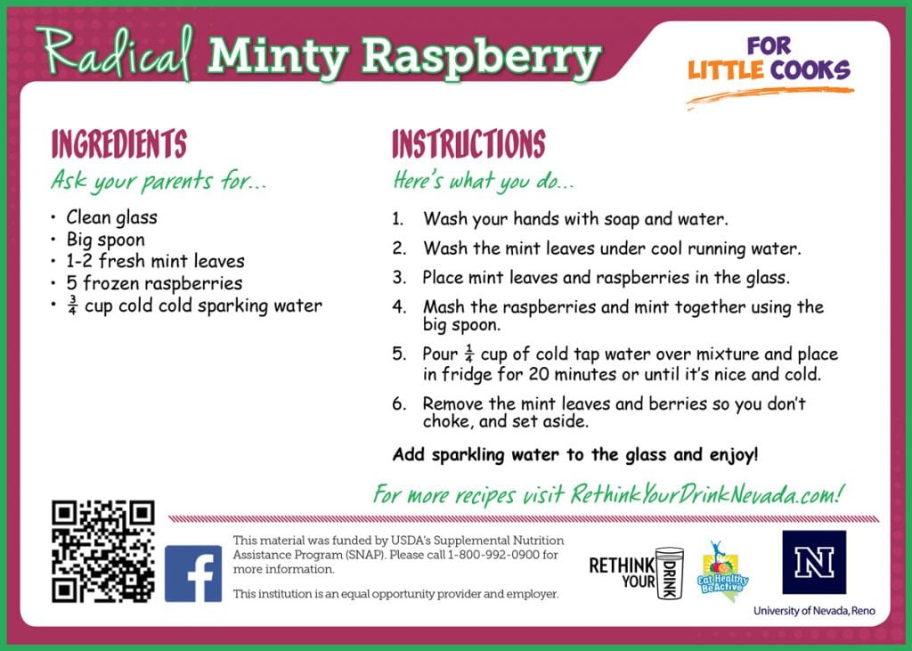 radical minty raspberry recipe card