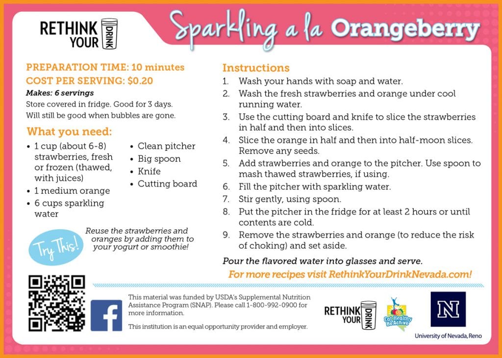 sparkling a la orangeberry recipe card