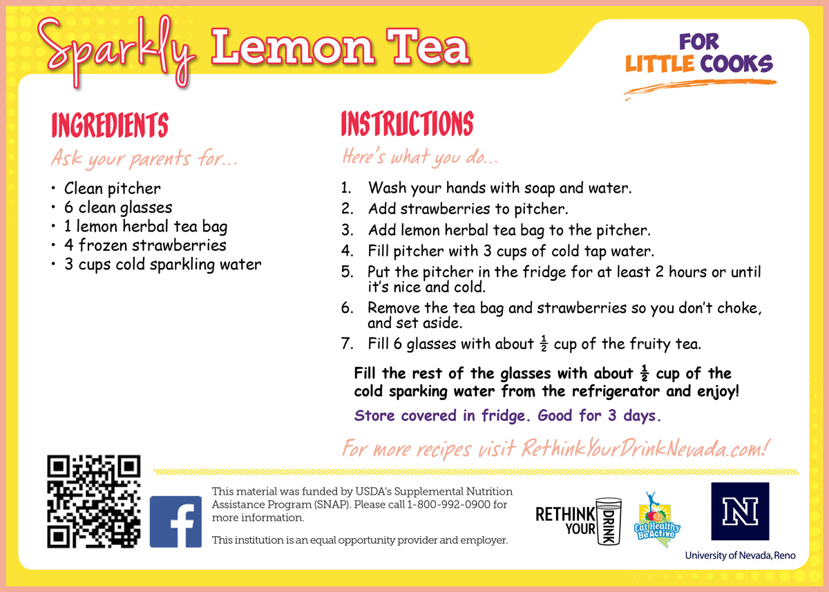 sparkly lemon tea recipe card
