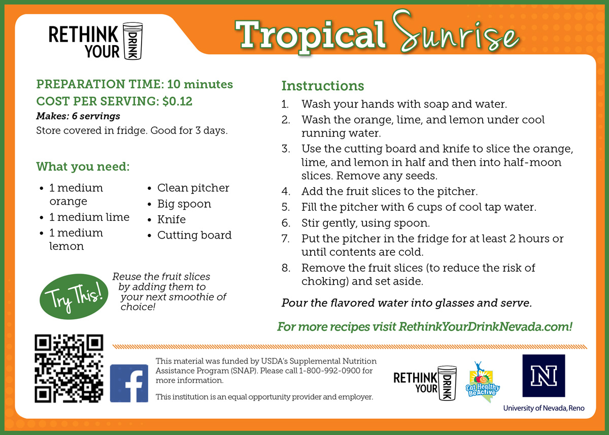 tropical sunrise recipe card