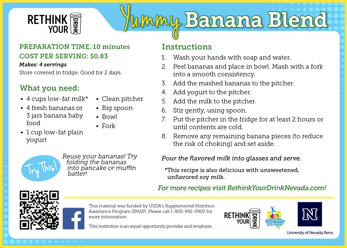 yummy banana blend recipe card