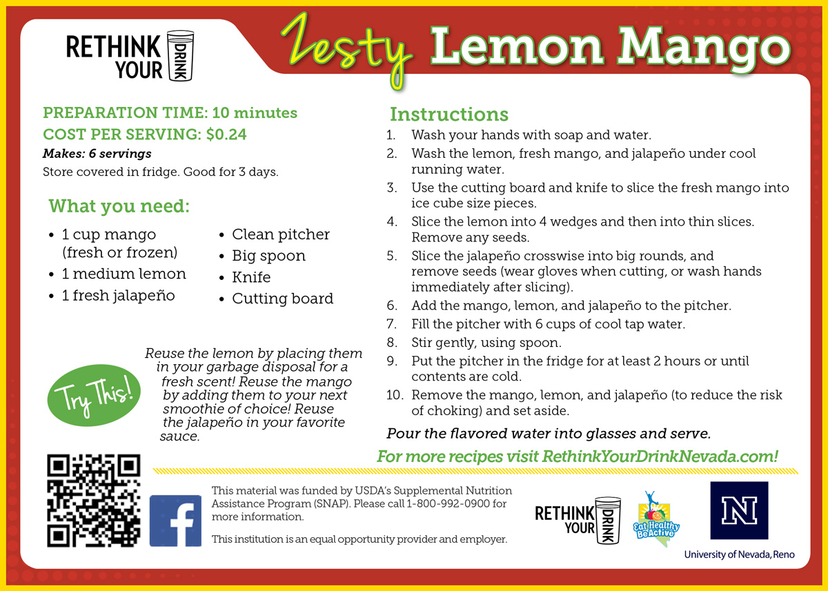 zesty lemon mango recipe card
