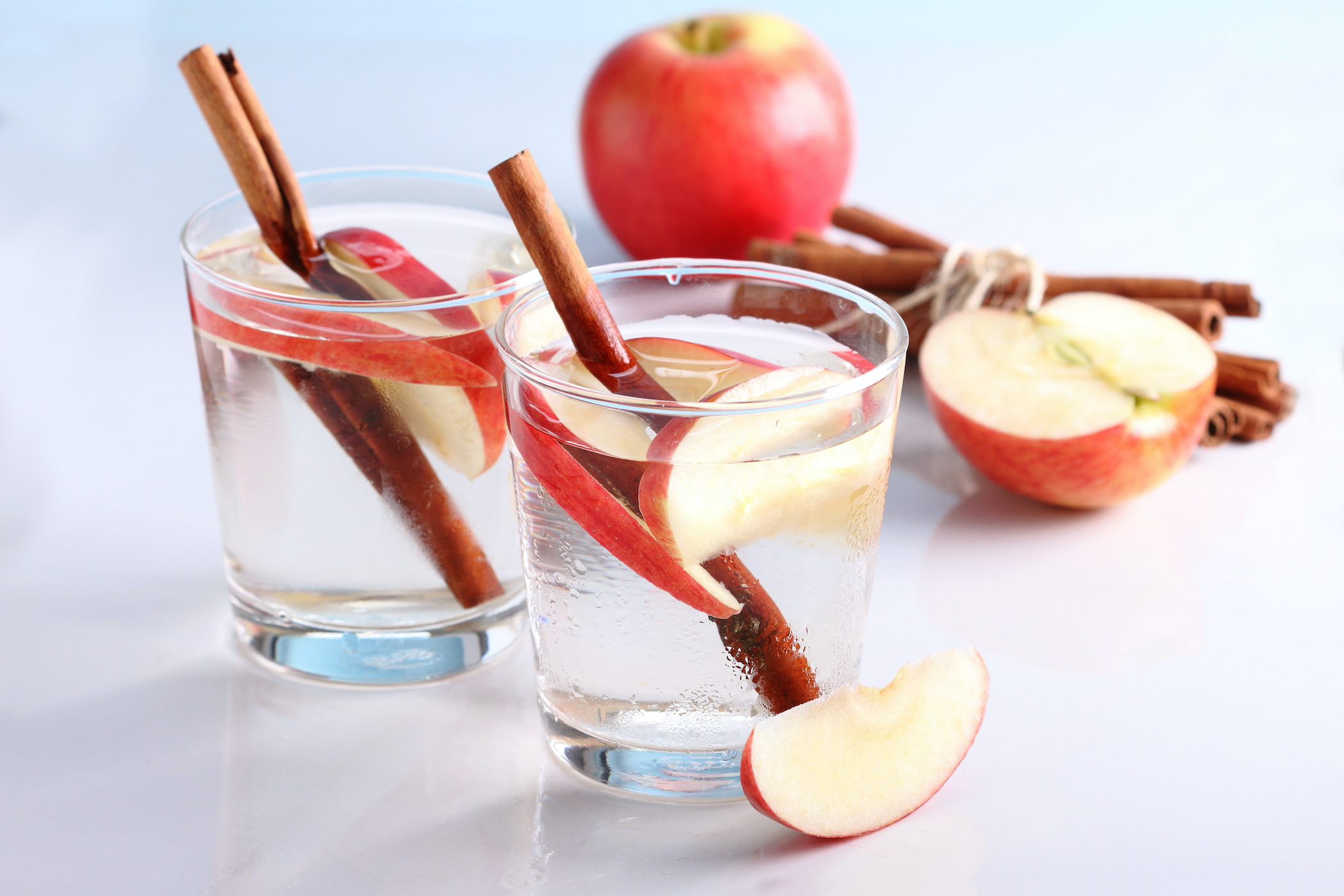 Apples and cinnamon in water