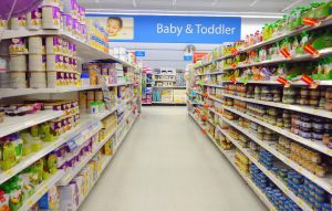 Grocery Store with 'baby and toddler' sign