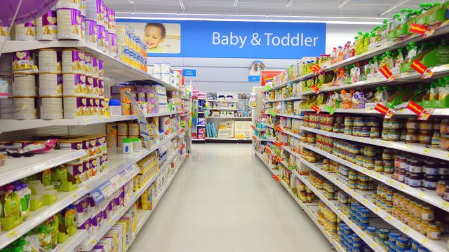 Grocery Store with 'baby and toddler' sign