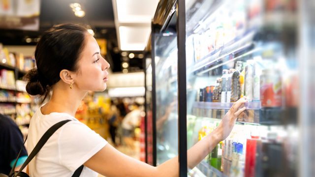 Woman looking at grocery store