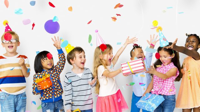Group of kids celebrating a birthday party together